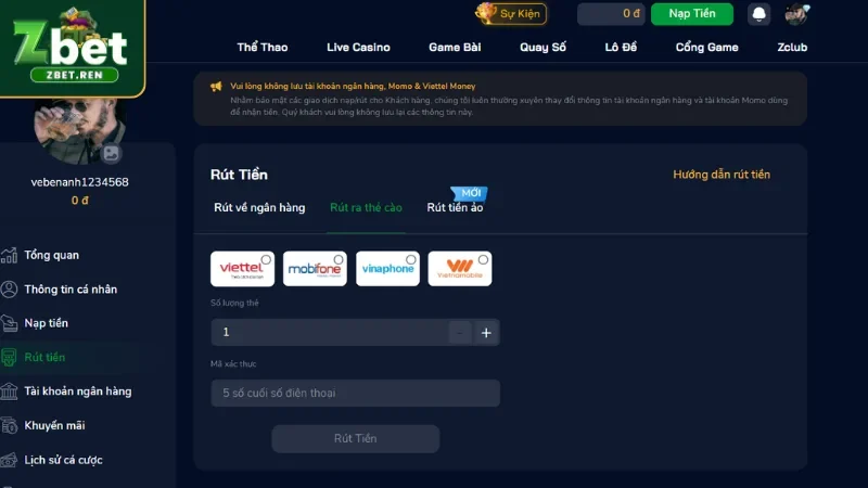 Các trường hợp không thể rút tiền tại ZBET