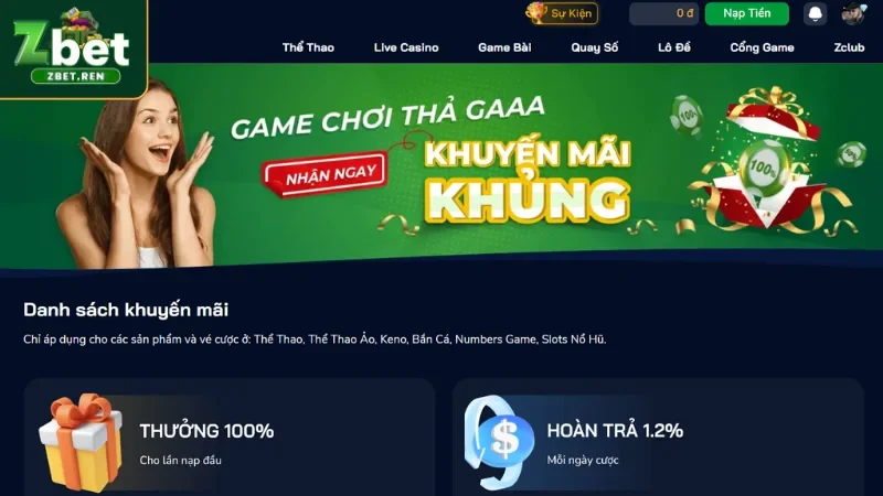 ZBET – Sân chơi uy tín với khuyến mãi hấp dẫn